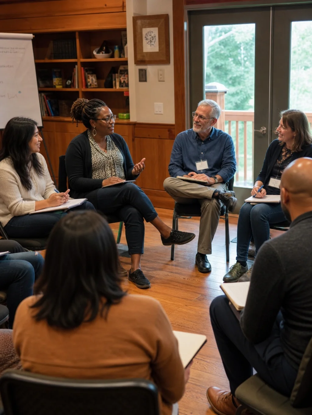 A diverse group of people sharing ideas at a community event