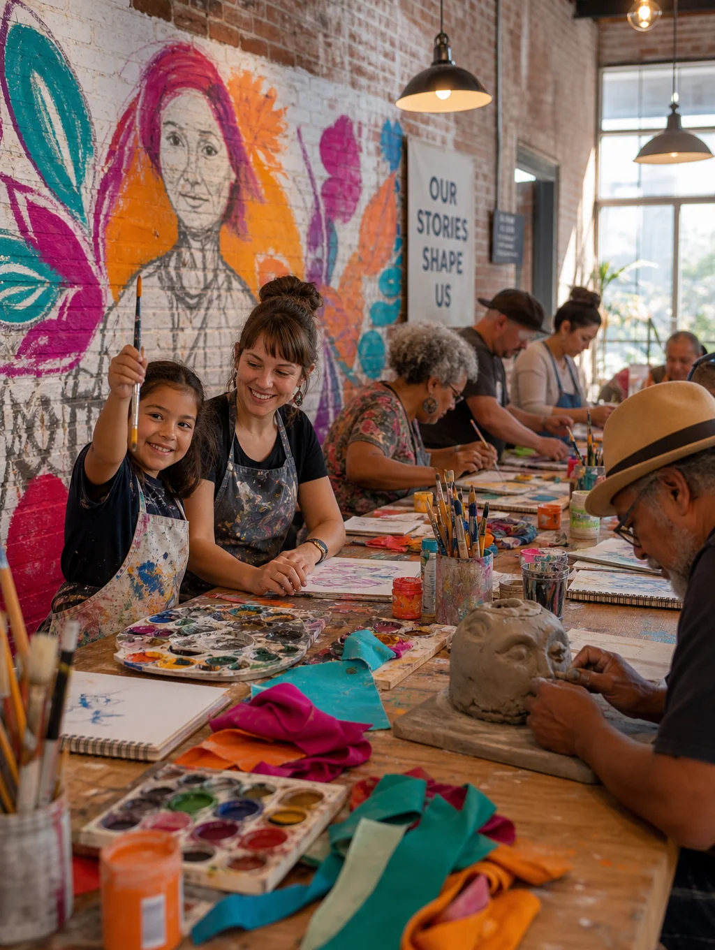 Person engaged in creative workshop activity