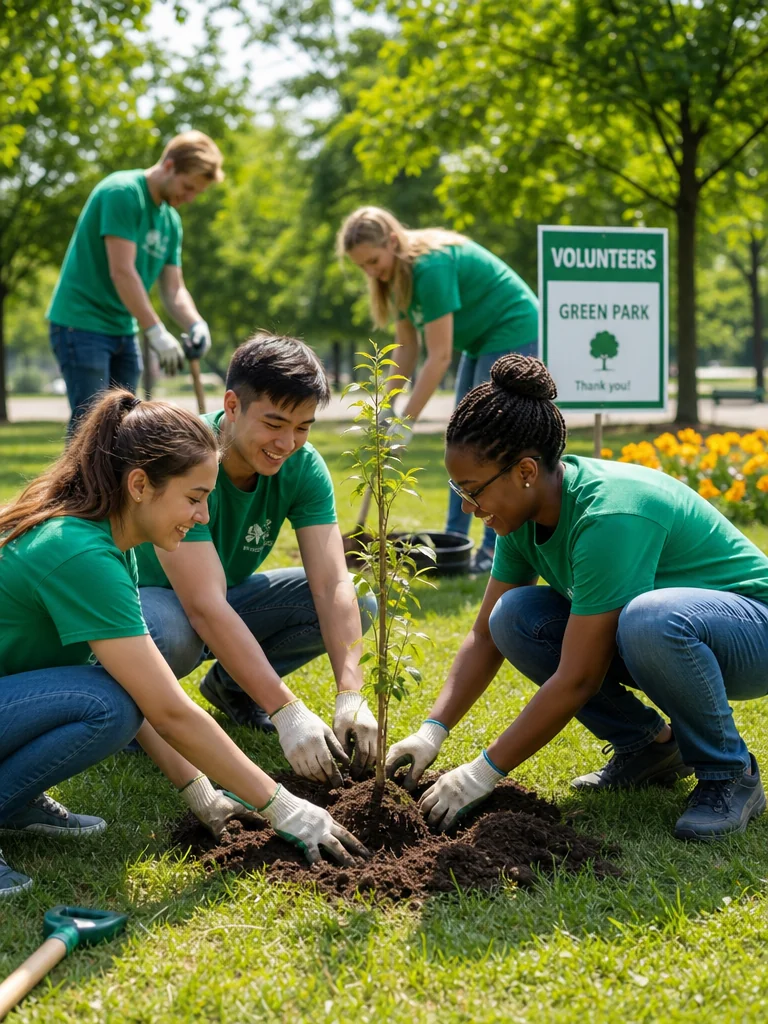 Volunteers working together on a community impact project